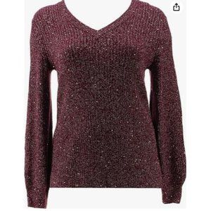 Nina Leonard Balloon SLV Pullover Sweater 773-489 Crisp Berry Size 1X